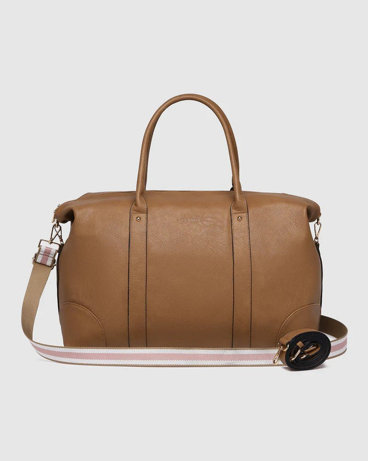 Alexis Stripe Weekender Travel Bag - Camel Handbag Louenhide