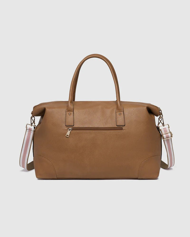 Alexis Stripe Weekender Travel Bag - Camel Handbag Louenhide