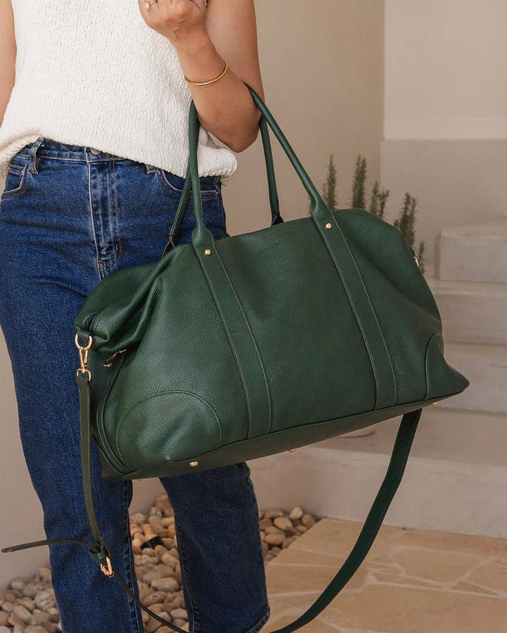 Alexis Stripe Weekender Travel Bag - Forest Green Stripe Handbag Louenhide