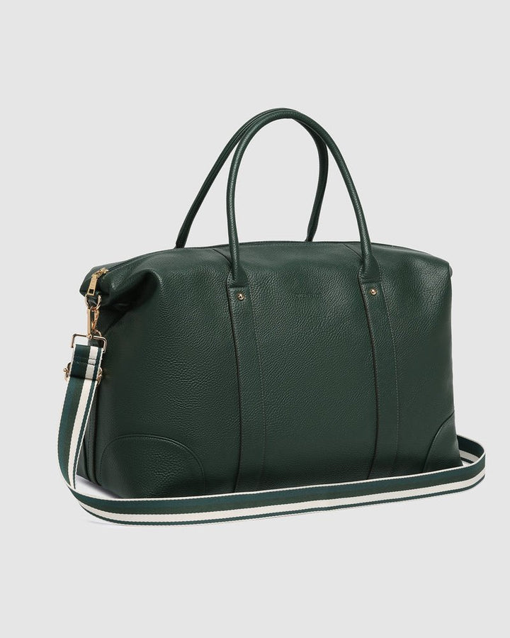 Alexis Stripe Weekender Travel Bag - Forest Green Stripe Handbag Louenhide