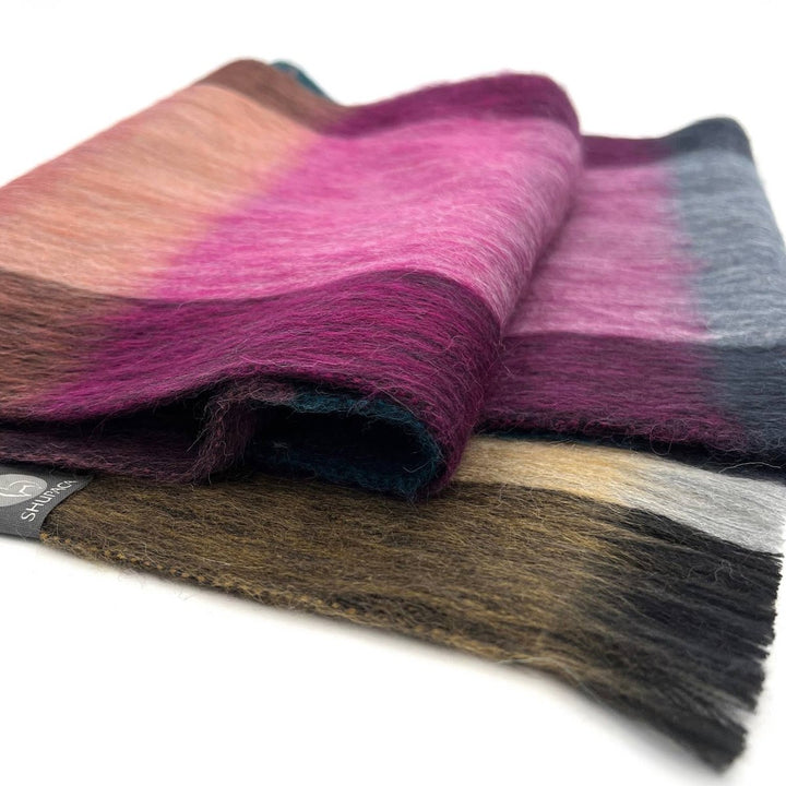 Alpaca Plaid Scarf - Rainbow Shupaca Alpaca