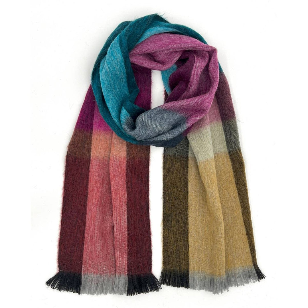 Alpaca Plaid Scarf - Rainbow Shupaca Alpaca