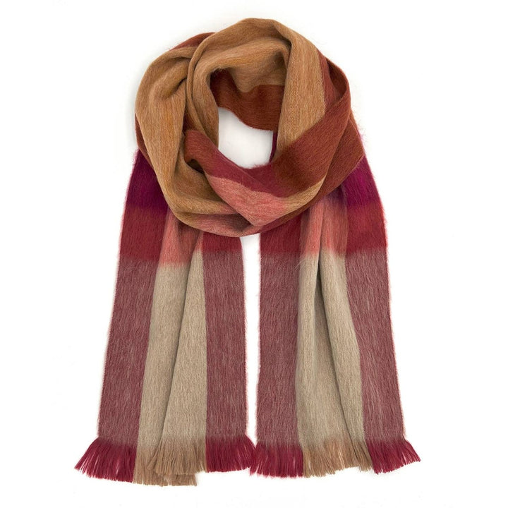 Alpaca Plaid Scarf - Sea Coral scarves Shupaca Alpaca