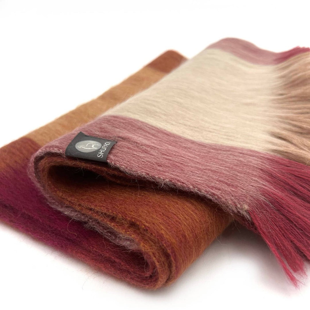 Alpaca Plaid Scarf - Sea Coral scarves Shupaca Alpaca