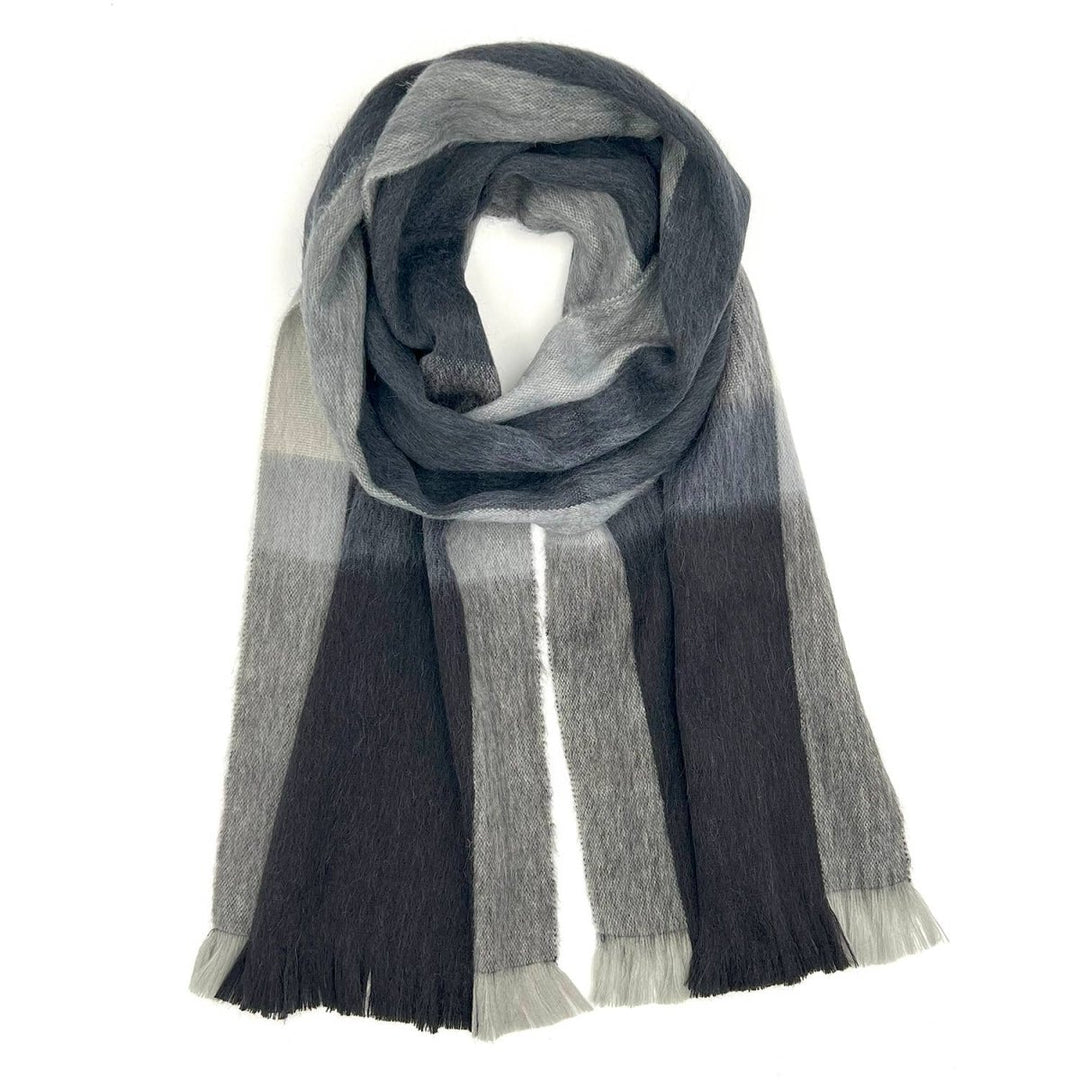 Alpaca Plaid Scarf - Steel Shupaca Alpaca