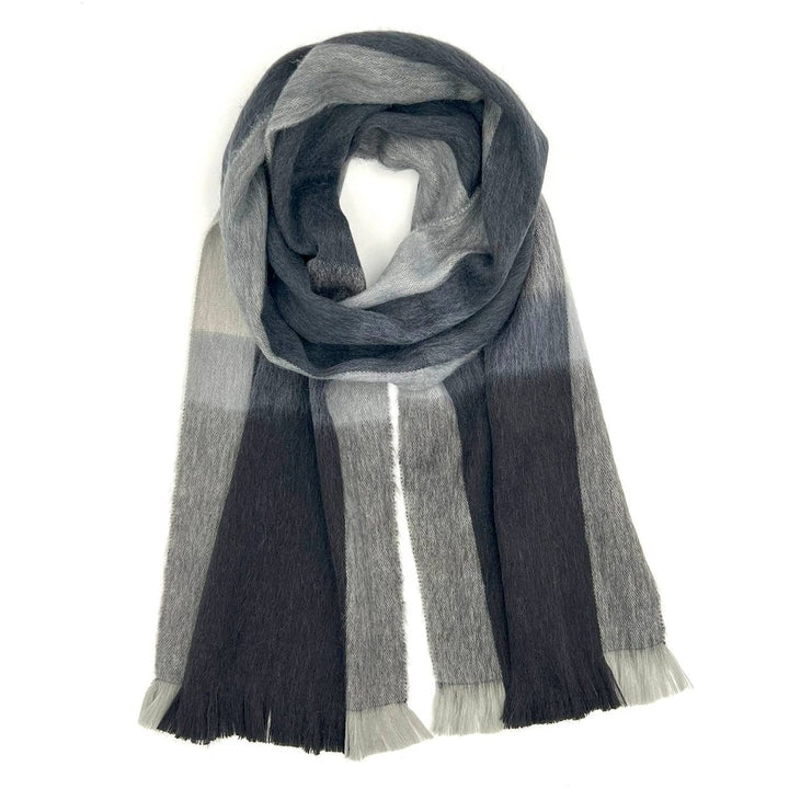 Alpaca Plaid Scarf - Steel Shupaca Alpaca
