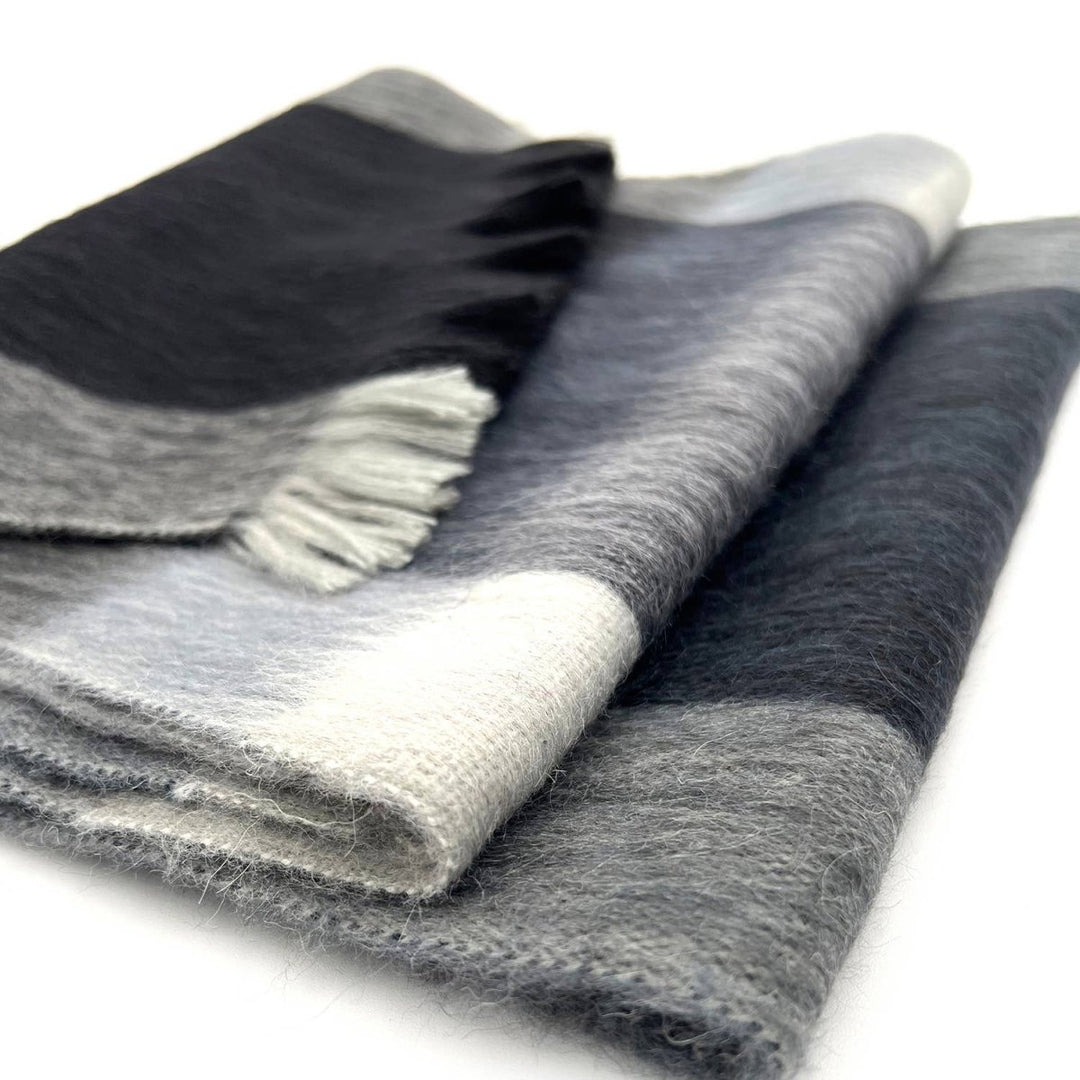Alpaca Plaid Scarf - Steel Shupaca Alpaca
