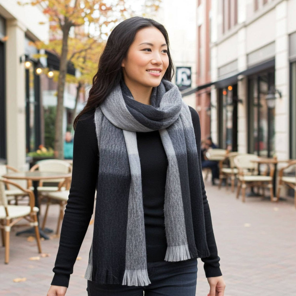 Alpaca Plaid Scarf - Steel Shupaca Alpaca