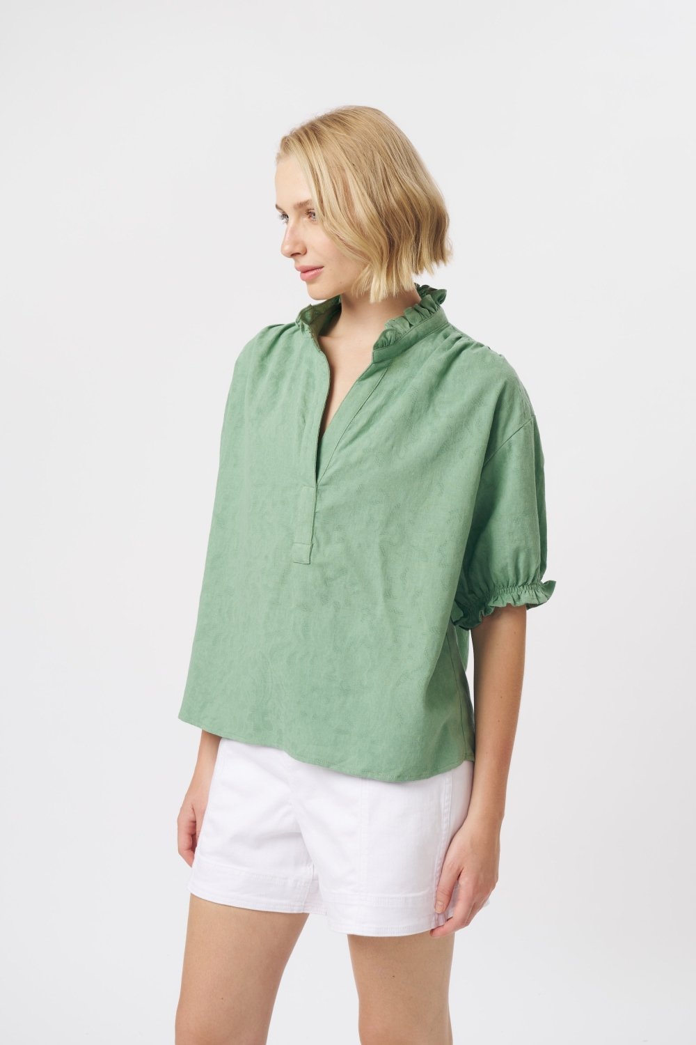 Amber Shirt - Green Blouse Kireina
