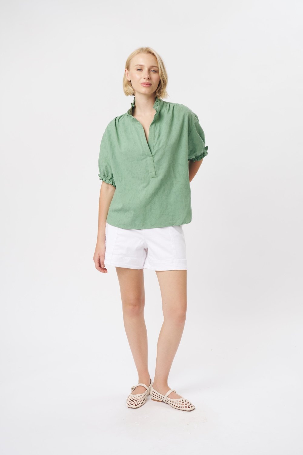Amber Shirt - Green Blouse Kireina