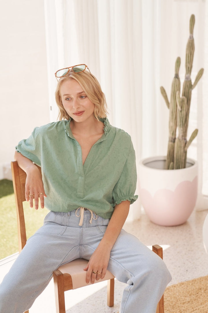 Amber Shirt - Green Blouse Kireina