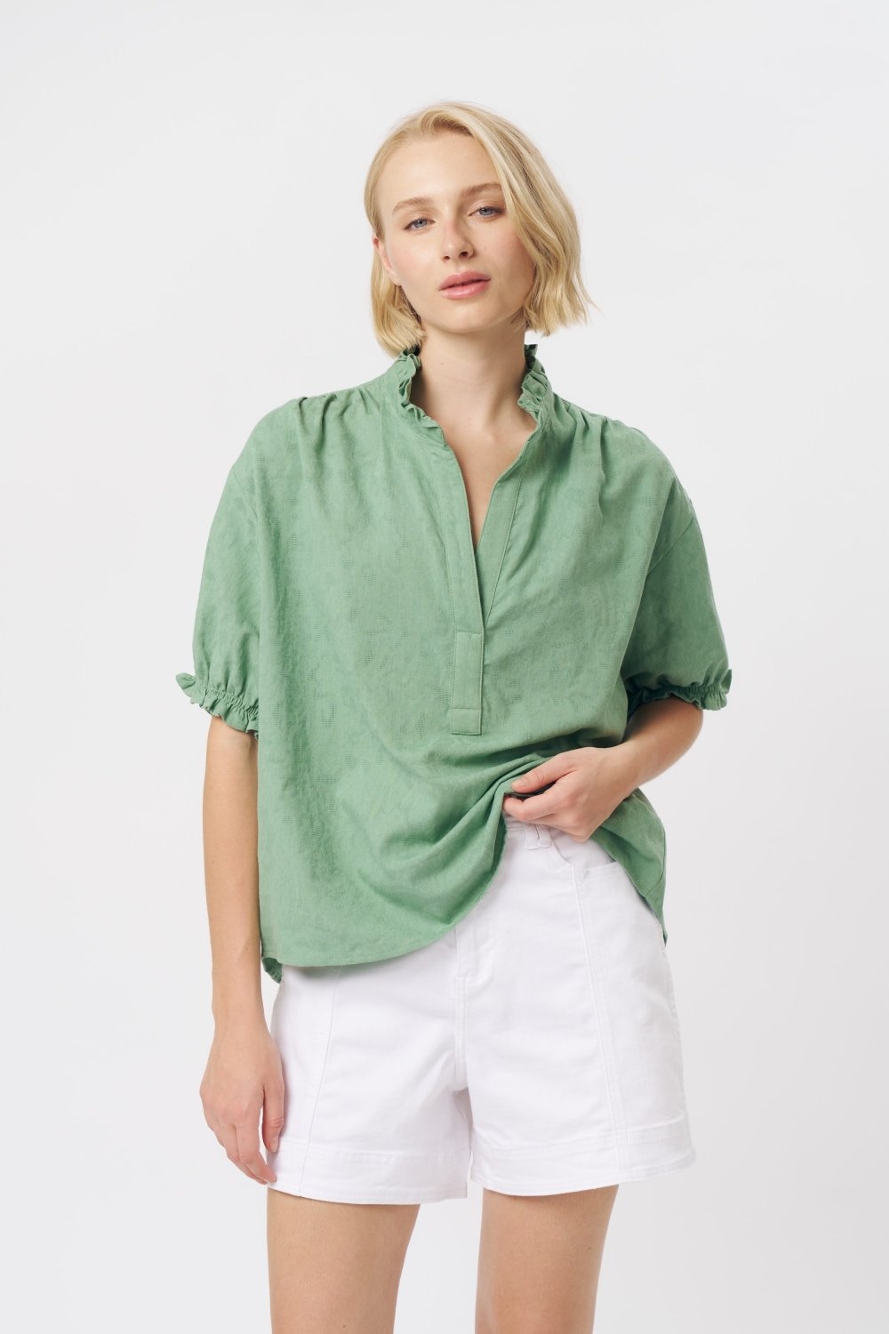 Amber Shirt - Green Blouse Kireina