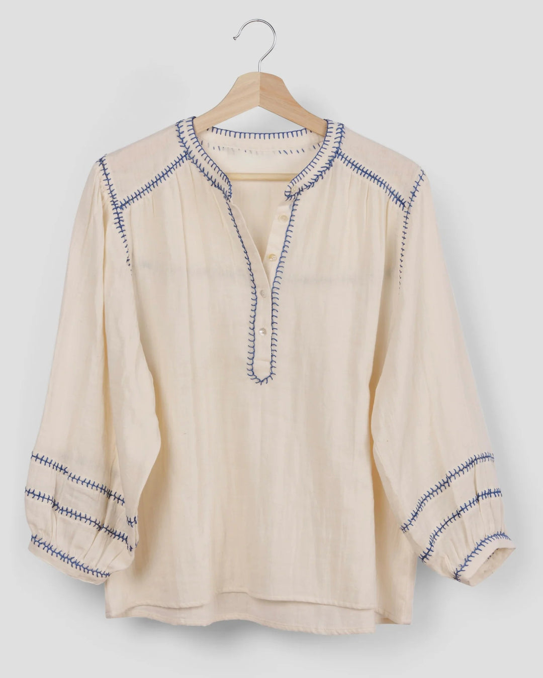 Amelie Feather Stitch Blouse - Ecru Blouse Marie Louise De Monteray