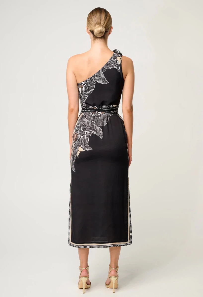 Amira One Shoulder Tie Placement Dress - ONYX Cassablanca dress Once Was