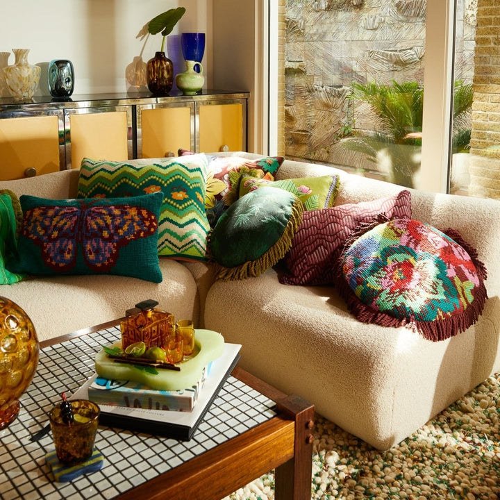 Aneta Jacquard Cushion blanket Sage &amp; Clare