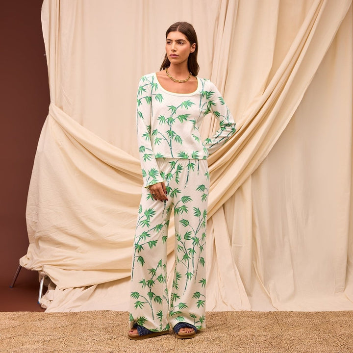 Aneta Pointelle Pyjama Set Sage &amp; Clare