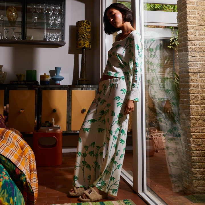 Aneta Pointelle Pyjama Set Sage &amp; Clare