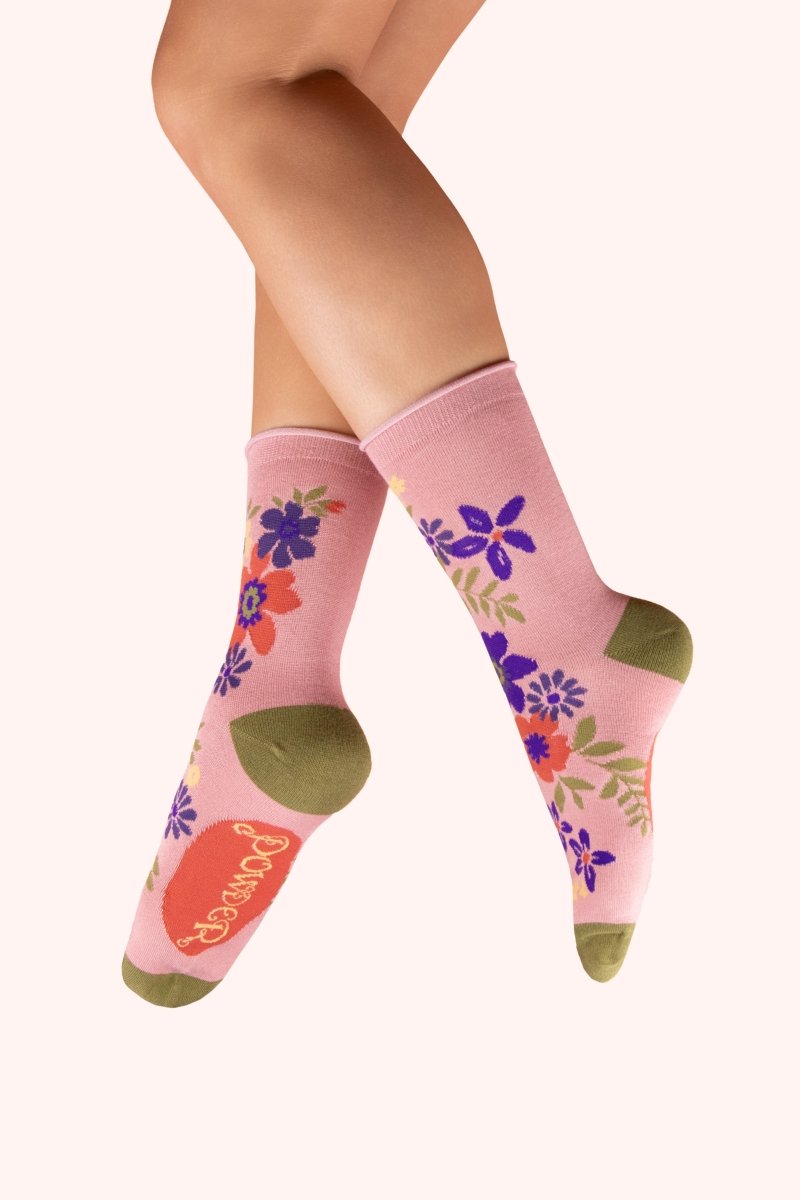 Ankle Socks - Floral Spray, Candy SOCKS powder
