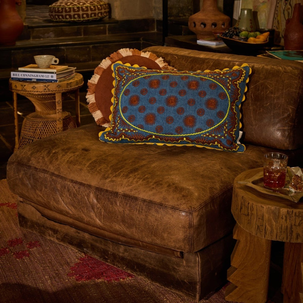 Anneliese Reversible Denim Cushion - Peridot - Stanleyandstone