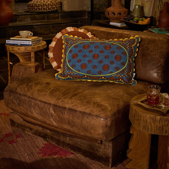 Anneliese Reversible Denim Cushion - Peridot - Stanleyandstone