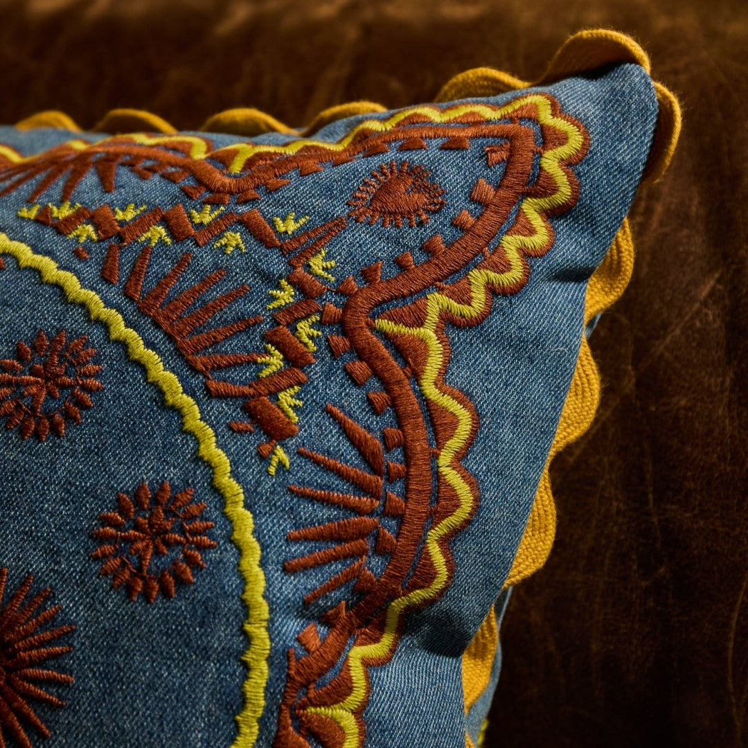 Anneliese Reversible Denim Cushion - Peridot - Stanleyandstone
