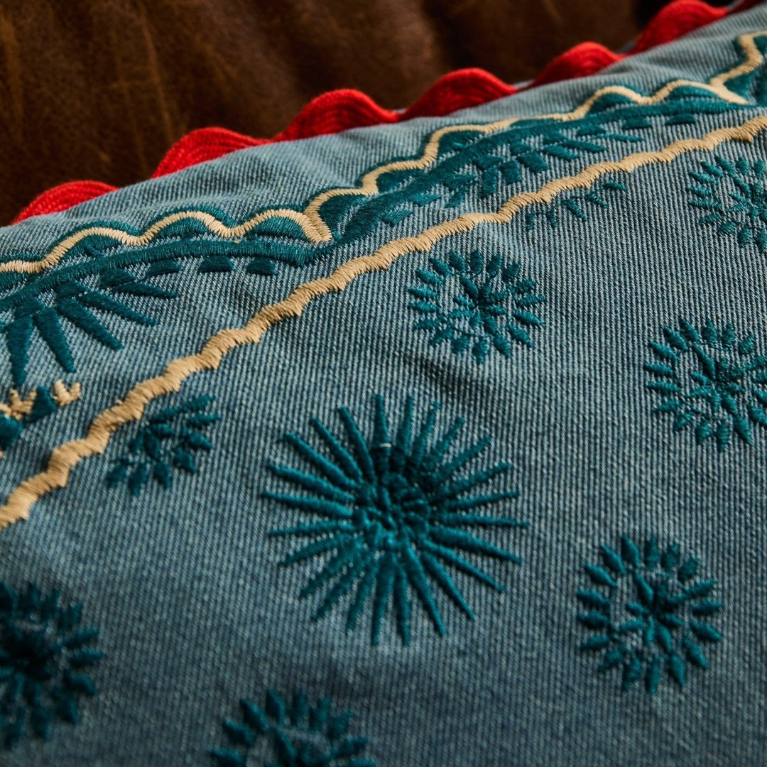 Anneliese Reversible Denim Cushion - Poppy - Stanleyandstone