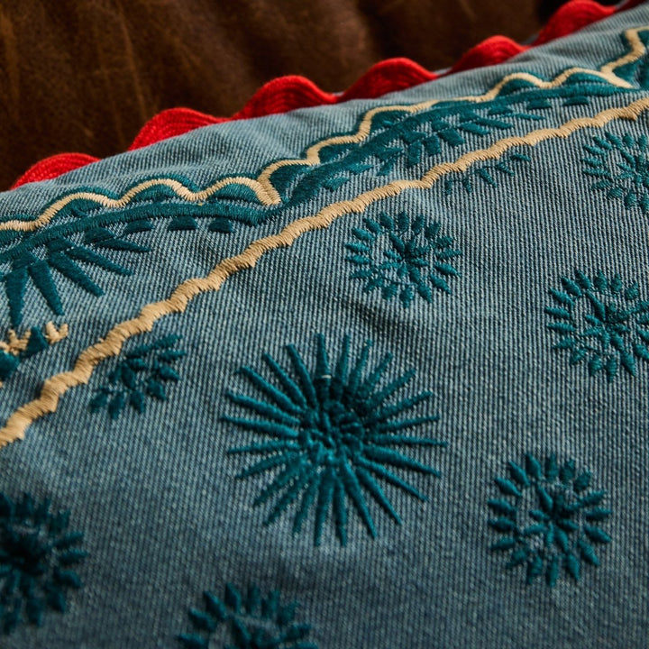 Anneliese Reversible Denim Cushion - Poppy - Stanleyandstone