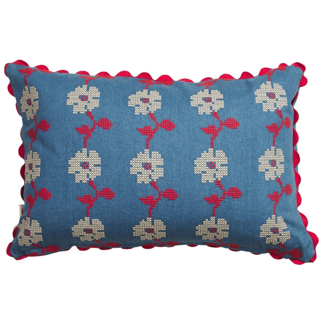 Anneliese Reversible Denim Cushion - Poppy - Stanleyandstone
