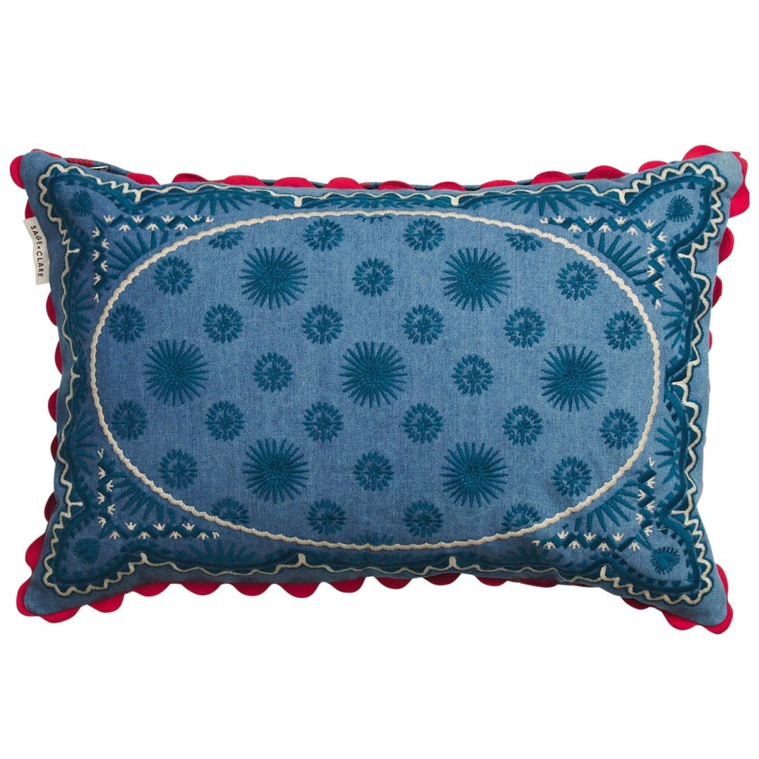 Anneliese Reversible Denim Cushion - Poppy - Stanleyandstone