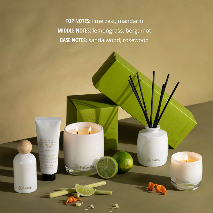 Lemongrass, Mandarin Zest, Tahitian Lime, Sandalwood Scented Soy Candle | 400gm Candle Urban Rituelle