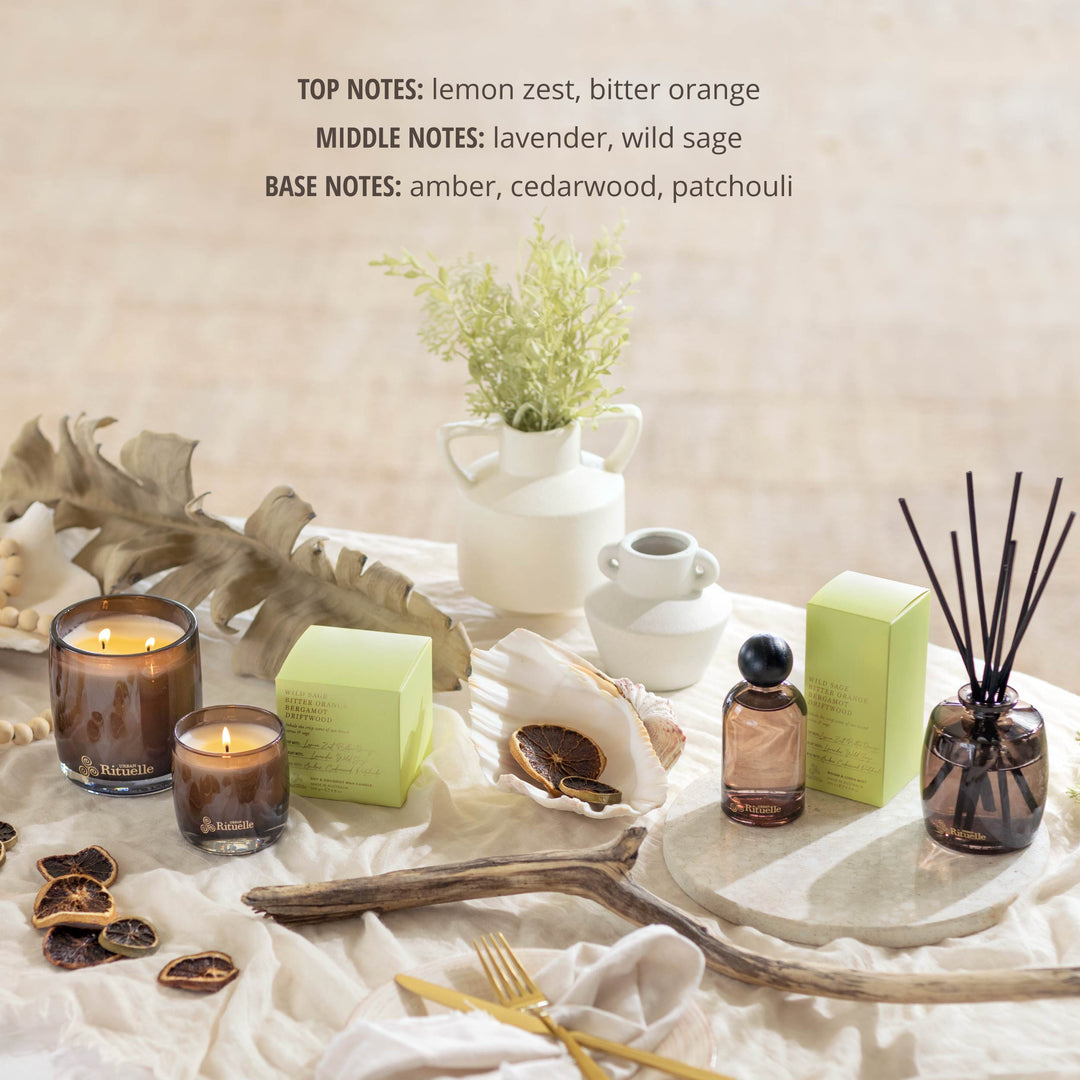 Wild Sage, Bitter Orange, Bergamot, Driftwood<br> Scented Soy Candle | 140gm Urban Rituelle
