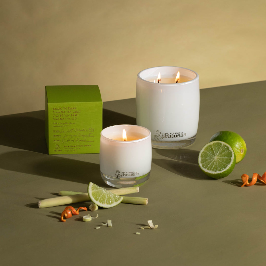 Lemongrass, Mandarin Zest, Tahitian Lime, Sandalwood Scented Soy Candle | 400gm Candle Urban Rituelle