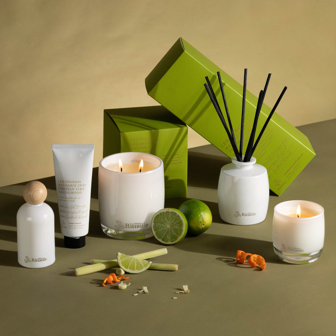 Lemongrass, Mandarin Zest, Tahitian Lime, Sandalwood Scented Soy Candle | 400gm Candle Urban Rituelle