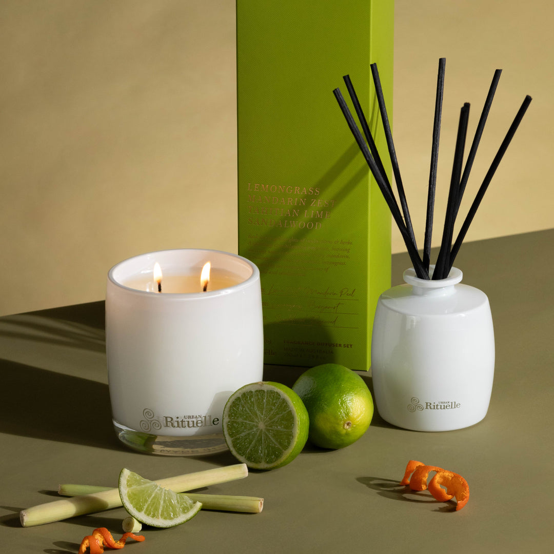 Lemongrass, Mandarin Zest, Tahitian Lime, Sandalwood Scented Soy Candle | 400gm Candle Urban Rituelle