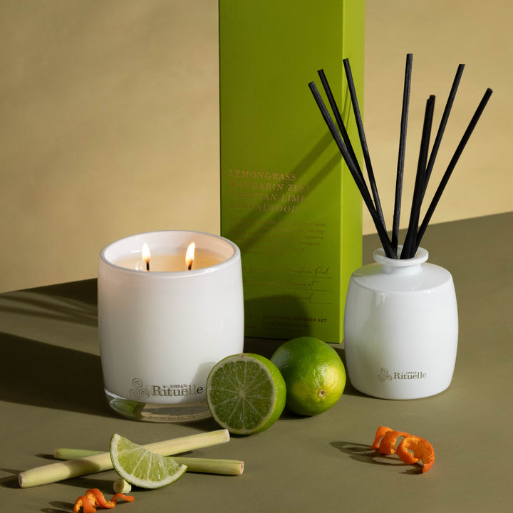 Lemongrass, Mandarin Zest, Tahitian Lime, Sandalwood Scented Soy Candle | 400gm Candle Urban Rituelle