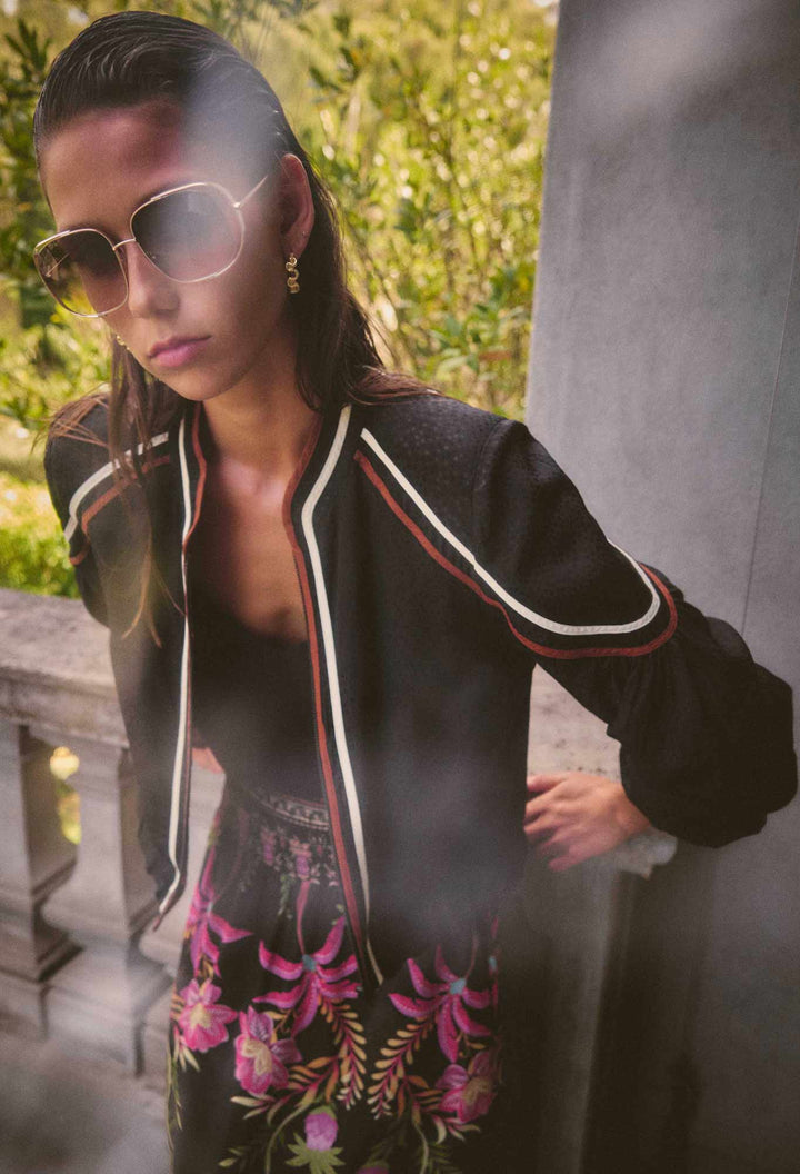 Arabella Reversible Viscose Jacket in Anthos Lótos/Black Jacket Once Was
