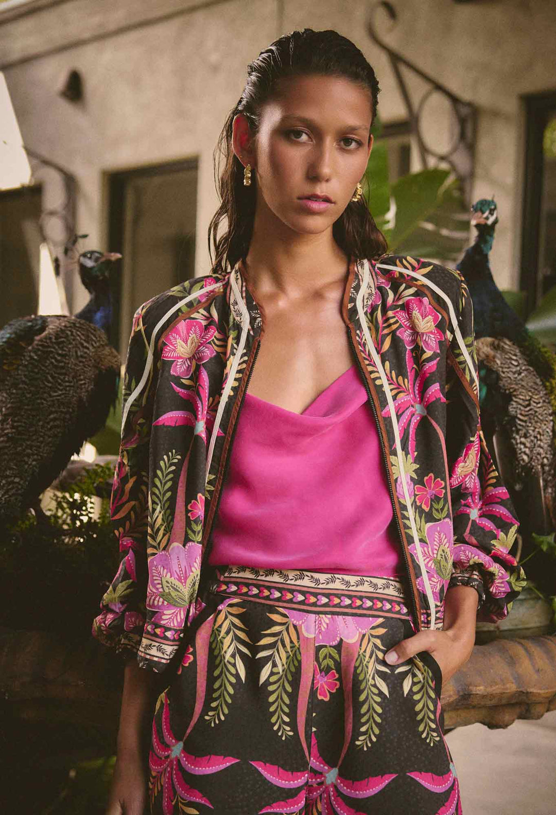 Arabella Reversible Viscose Jacket in Anthos Lótos/Black Jacket Once Was