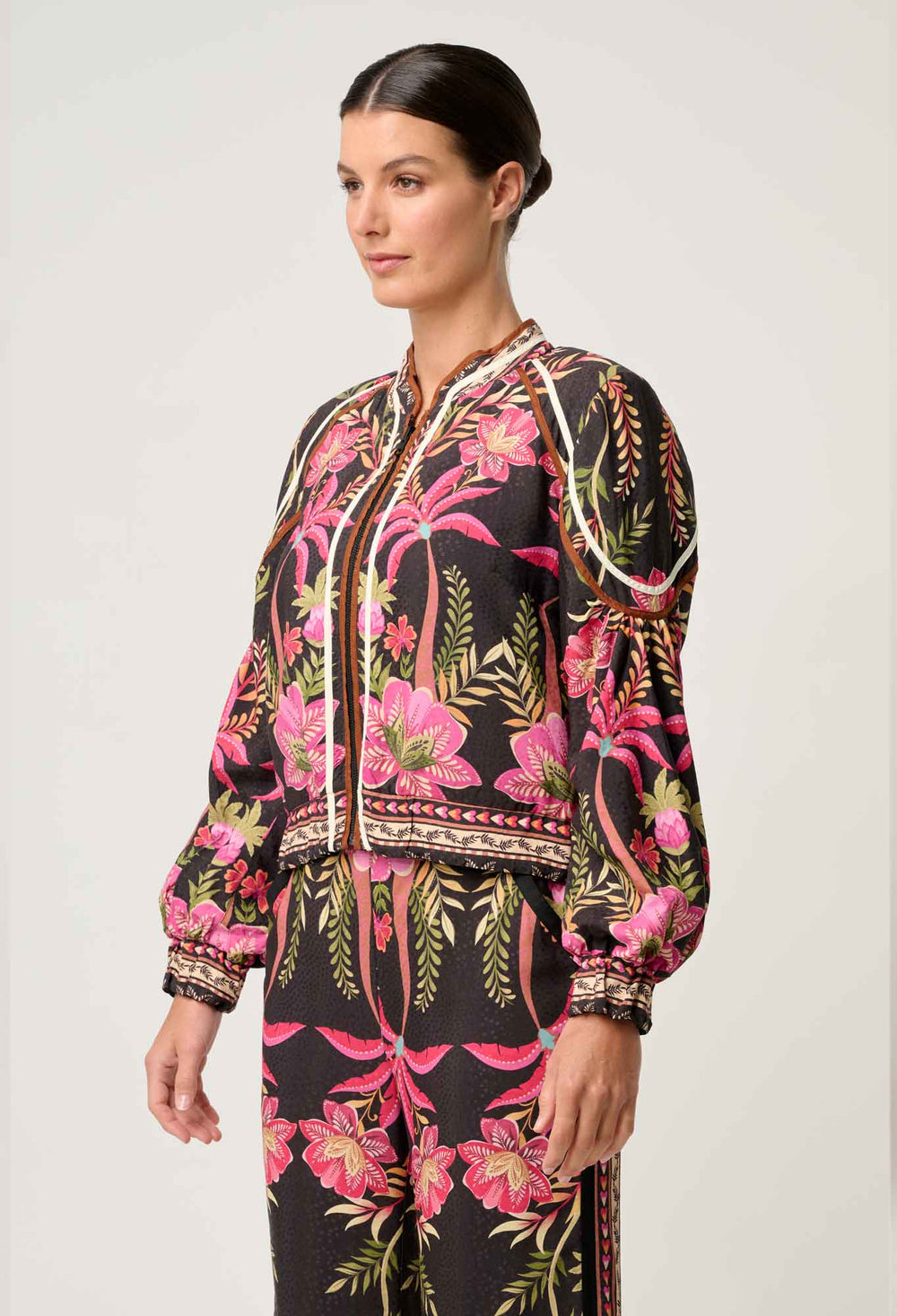 Arabella Reversible Viscose Jacket in Anthos Lótos/Black Jacket Once Was