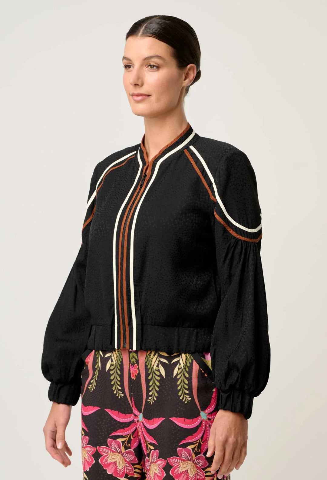 Arabella Reversible Viscose Jacket in Anthos Lótos/Black Jacket Once Was