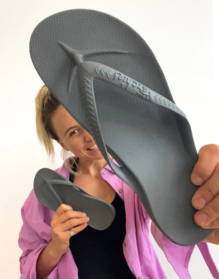 Archies Arch Support Thongs - Charcoal Shoes Archies