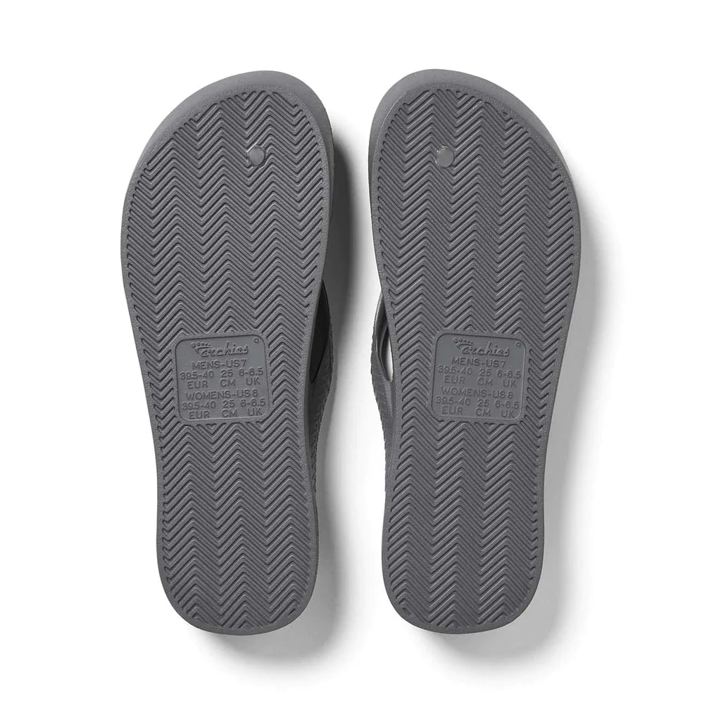 Archies Arch Support Thongs - Charcoal Shoes Archies