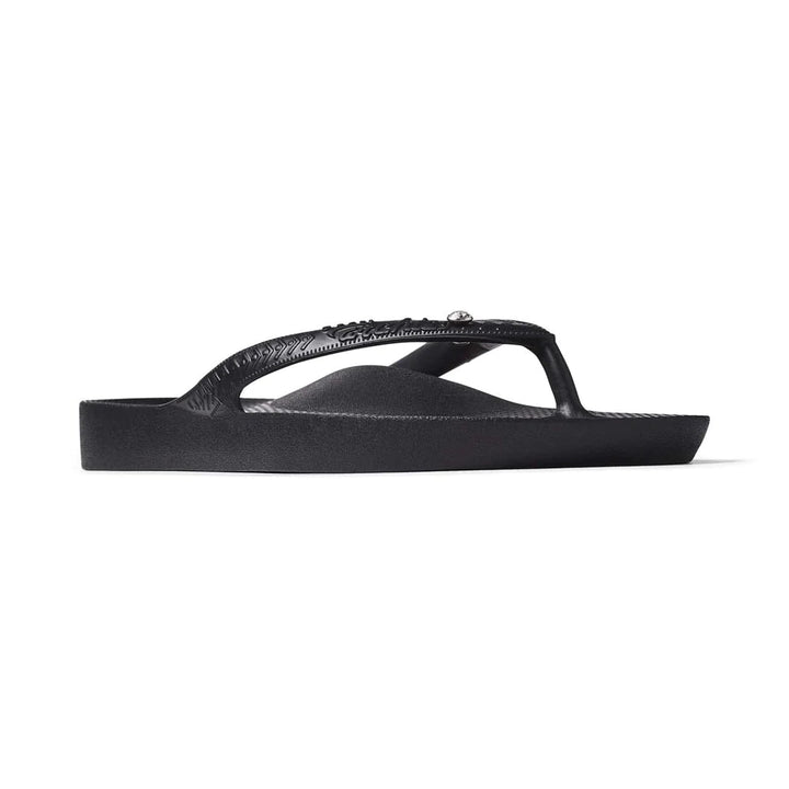 Archies 'Crystal' Arch Support Thongs - Black Shoes Archies