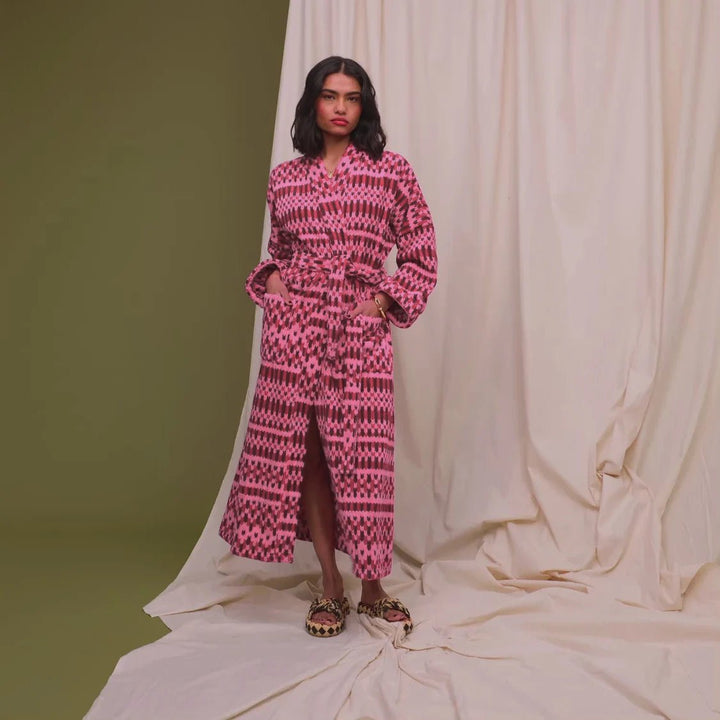 Arlette Towelling robe - Cosmo Pink Bath Robe Sage & Clare