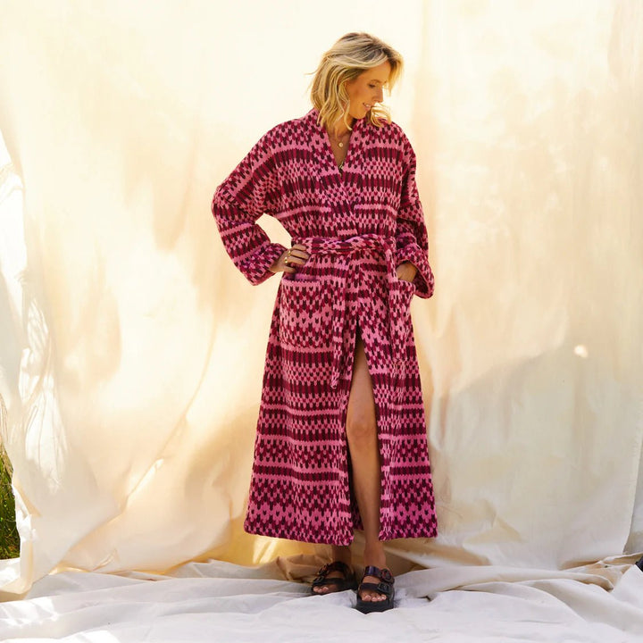 Arlette Towelling robe - Cosmo Pink Bath Robe Sage & Clare
