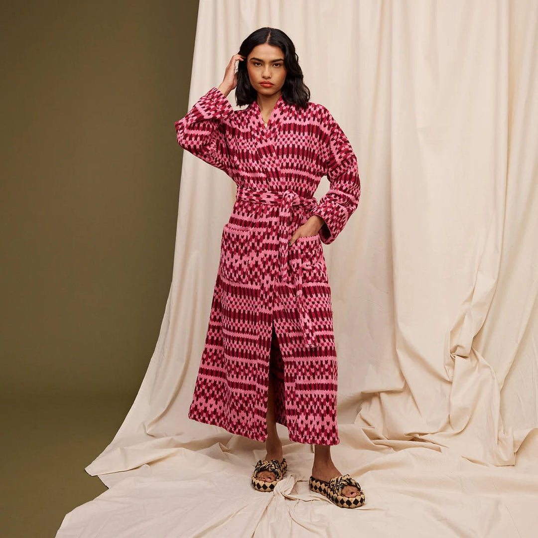 Arlette Towelling robe - Cosmo Pink Bath Robe Sage & Clare