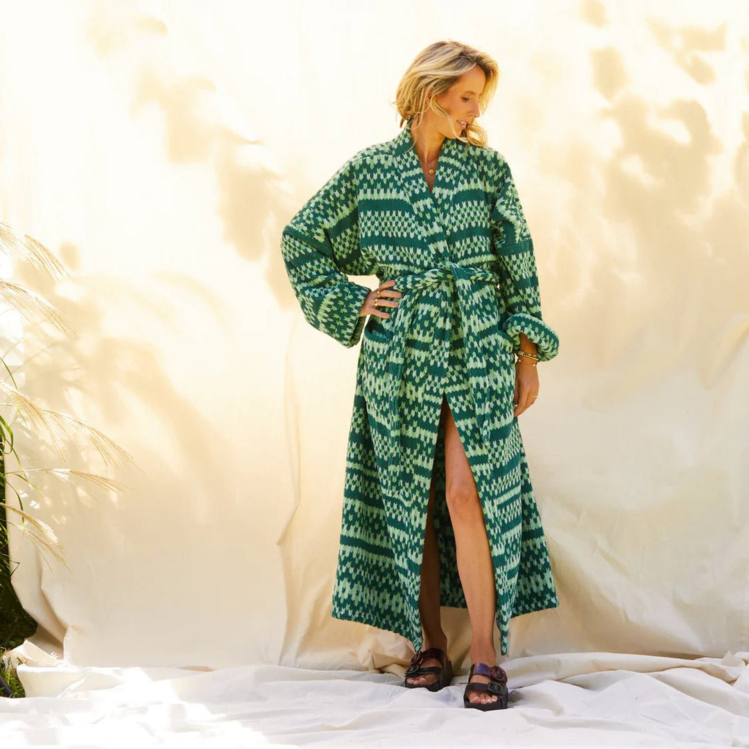 Arlette Towelling robe - Forest Bath Robe Sage & Clare