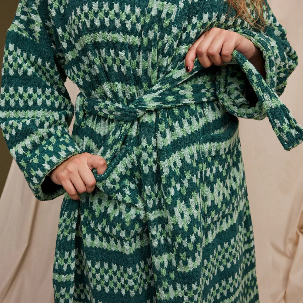 Arlette Towelling robe - Forest Bath Robe Sage & Clare