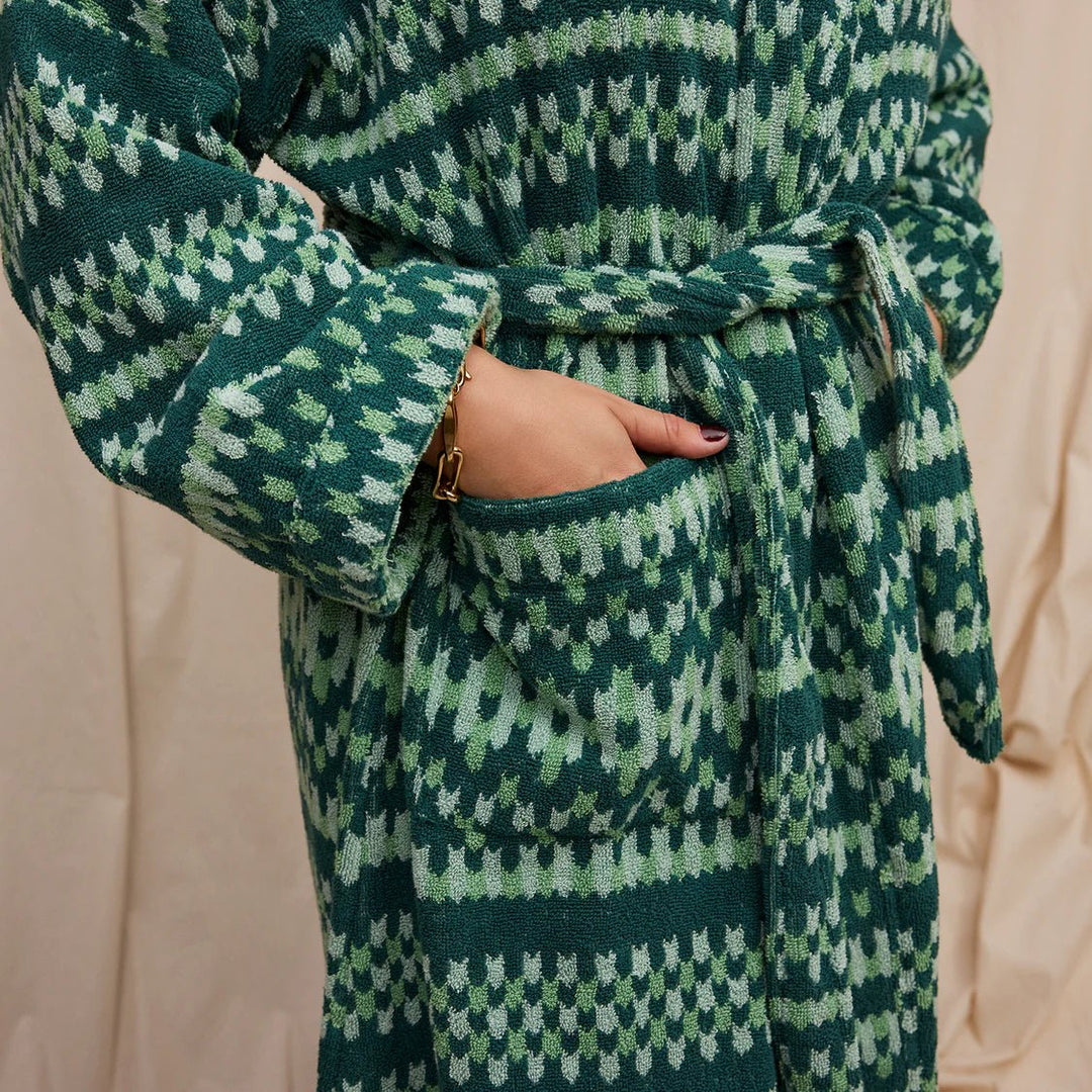 Arlette Towelling robe - Forest Bath Robe Sage & Clare