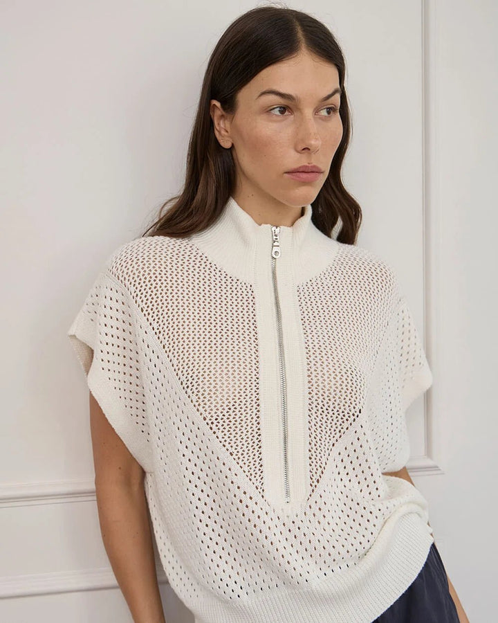 Arlington Milne - Carrie Zip Top Cream Tee shirt Arlington Milne
