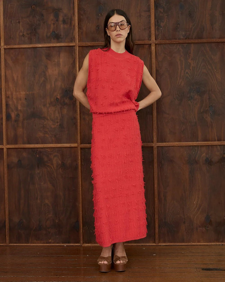 Arlington Milne - Casie Fringe Skirt Red - Stanleyandstone